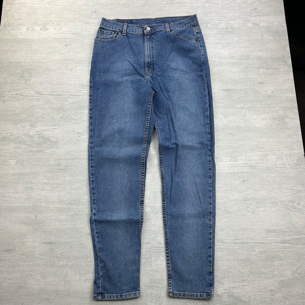 Vintage 90s Levis 512 Jeans Size 16 Blue Light Wash Denim Slim Fit Tapered Leg